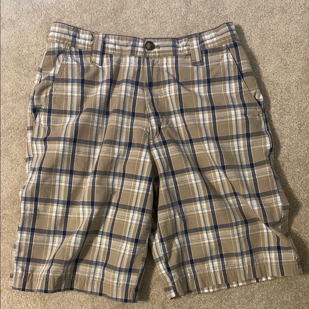 Izod Tan and Blue Flat Front Shorts